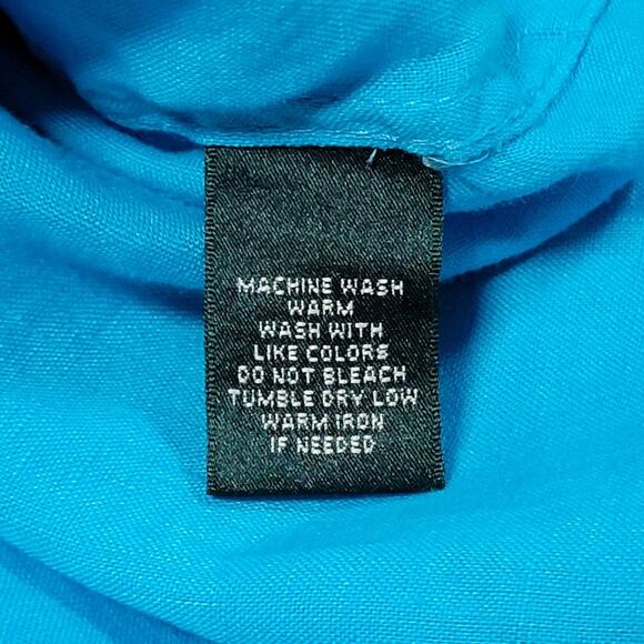 Ralph Lauren LRL Linen Button Up Shirt Plus Size 2X Blue Lagenlook Boho Top - Picture 4 of 6